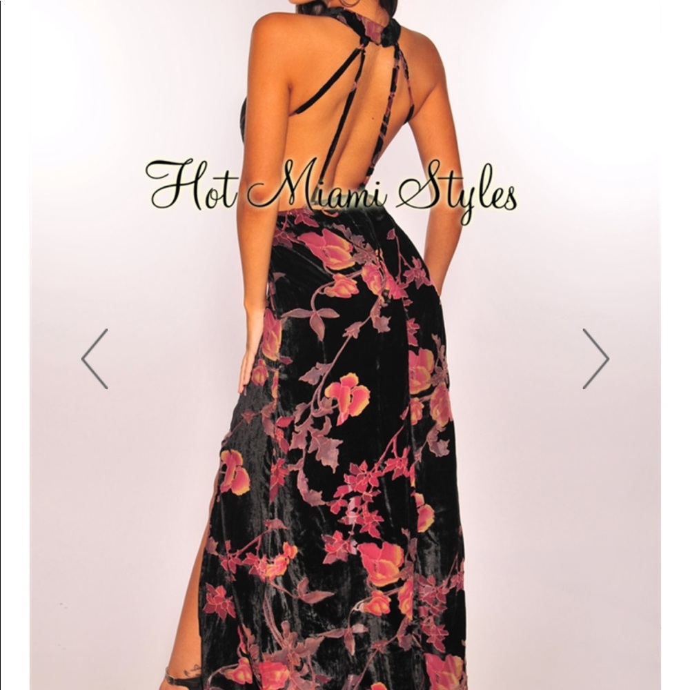 Hot Miami styles Maxi Dress velvet and flowers - Picture 2 of 2